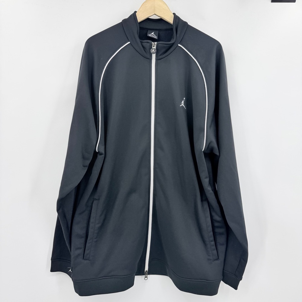 Jordan Mens XL Black White Full Zip Track Jacket Jumpman Logo Y2K Streetwear